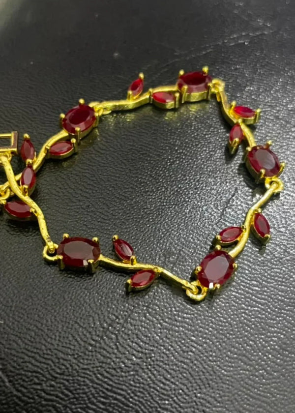 RJ | Ruby Red Crystal Stones Tulip Bracelet - image 3