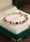 RJ | Green & Red Crystal Stones Tulip Bracelet - Neon green, ruby red