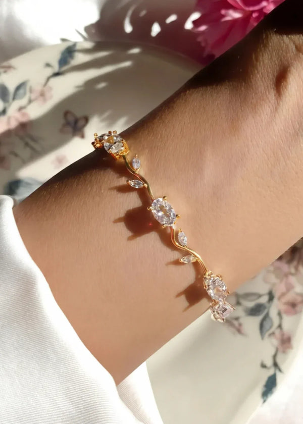 RJ | Silver & Gold Crystal Stones Tulip Bracelet - image 2