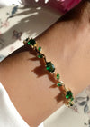 RJ | Green Crystal Stones Tulip Bracelet - Forest green, golden orange