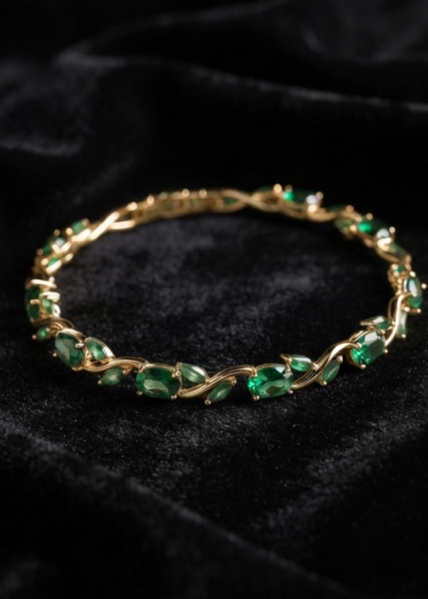 RJ | Green Crystal Stones Tulip Bracelet - image 2