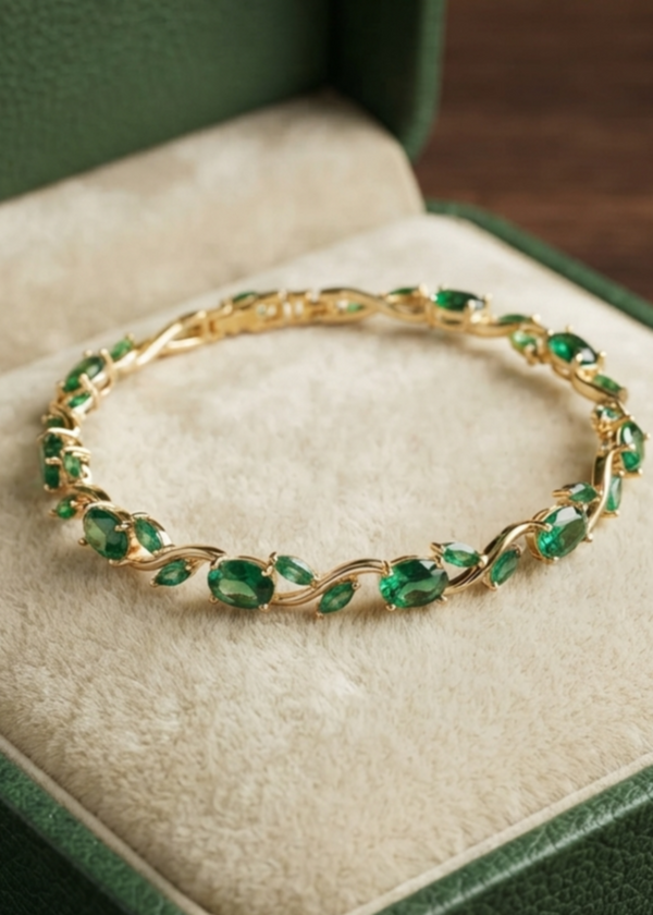 RJ | Green Crystal Stones Tulip Bracelet - image 3